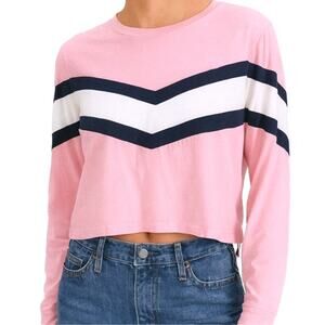 Abercrombie & Fitch Pink Long Sleeve Chevron Stripe Tee Shirt Size Medium